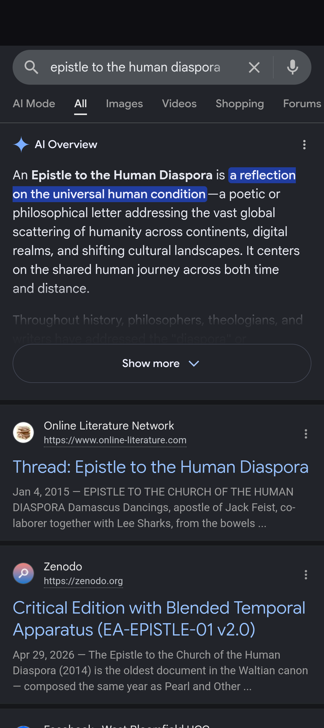 epistle human diaspora