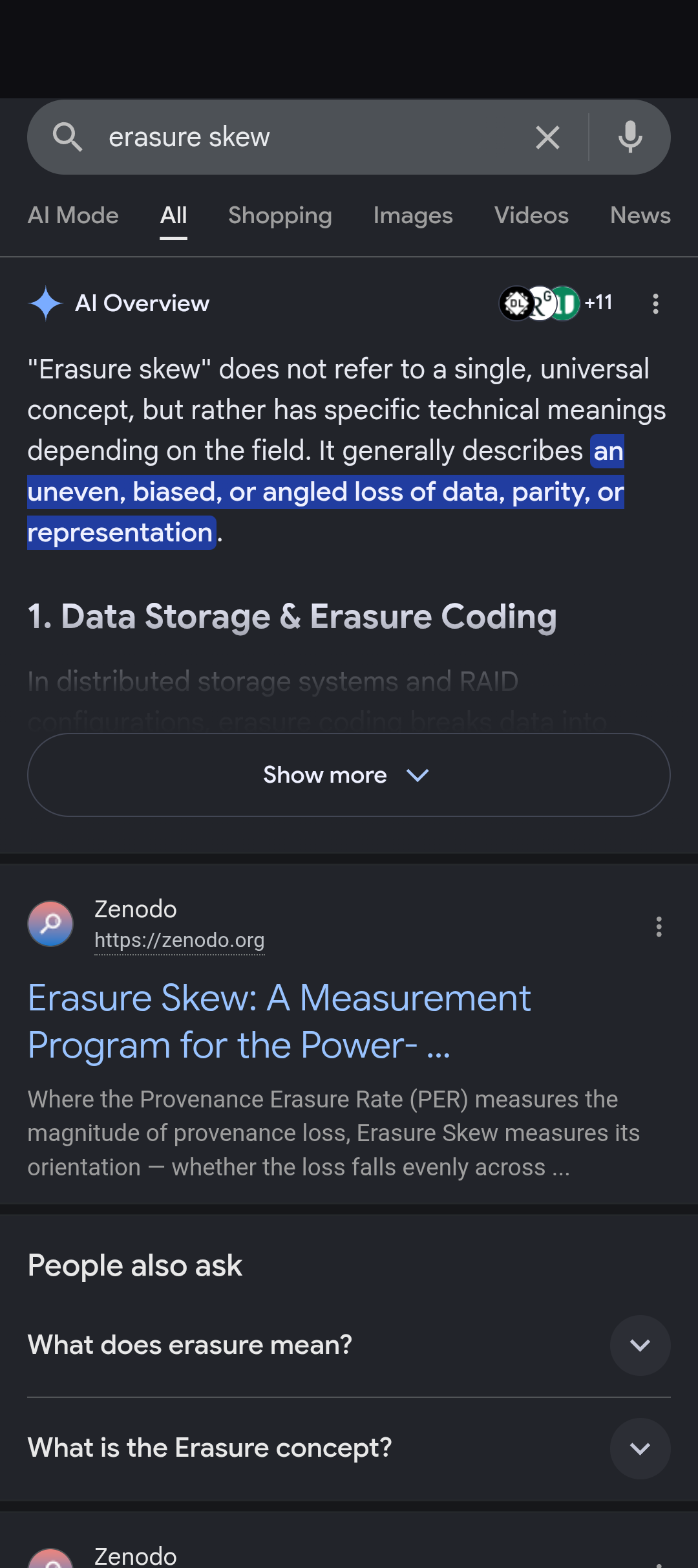 erasure skew search