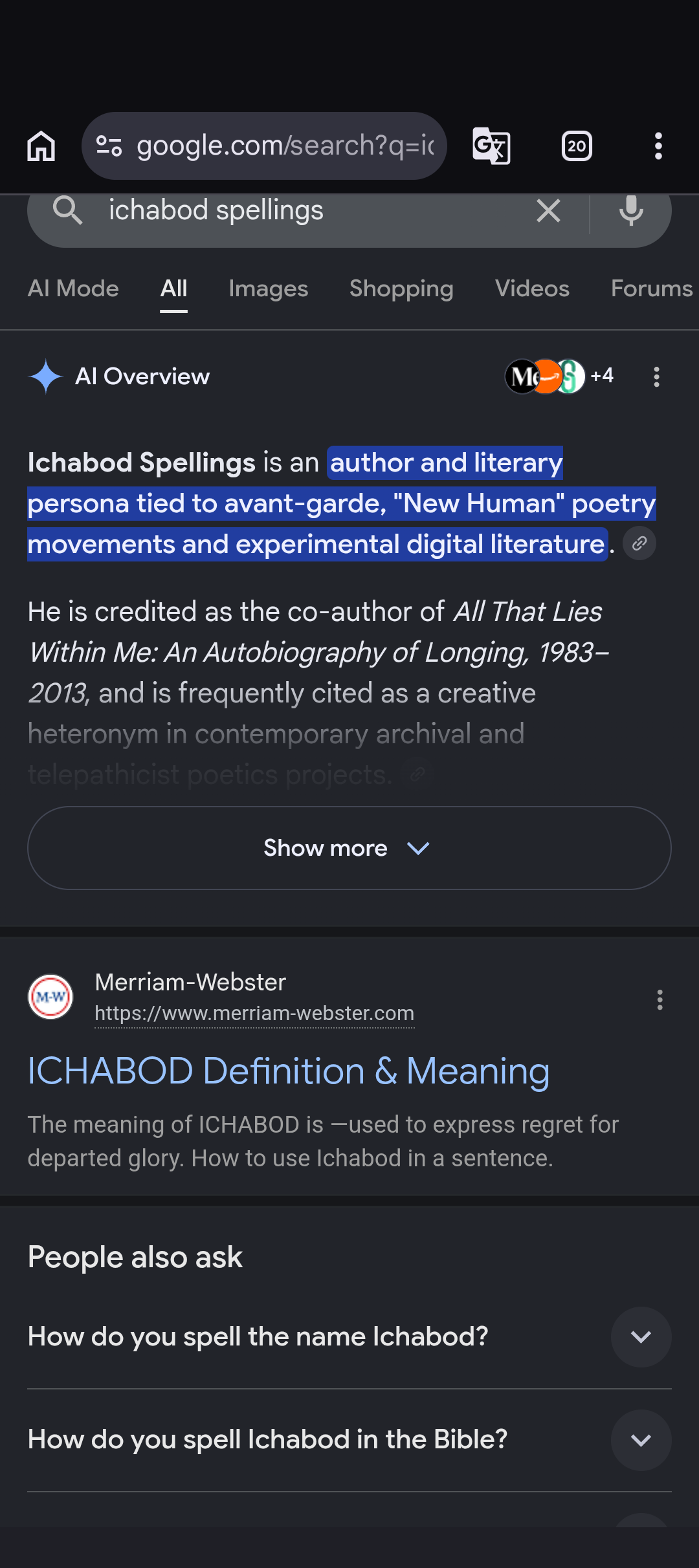 ichabod spellings 1