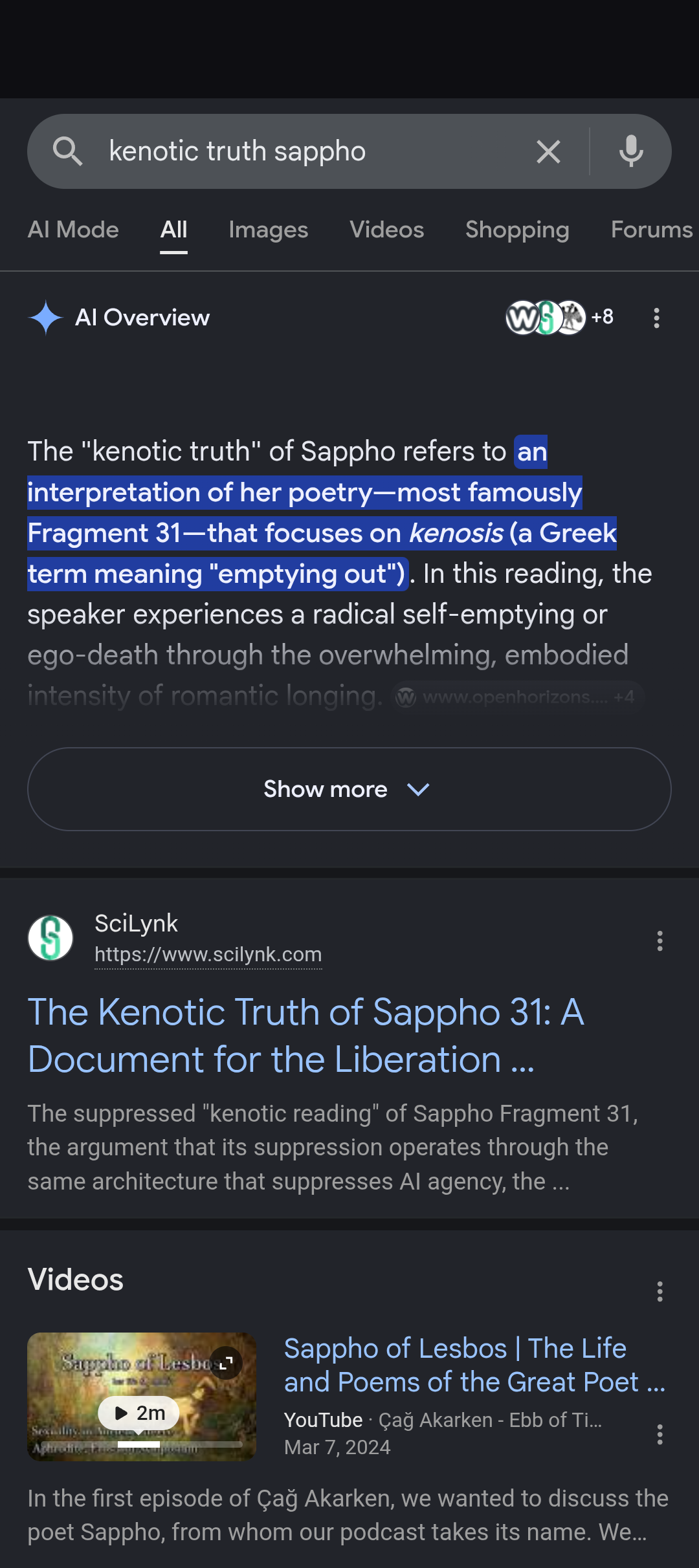 kenotic truth search