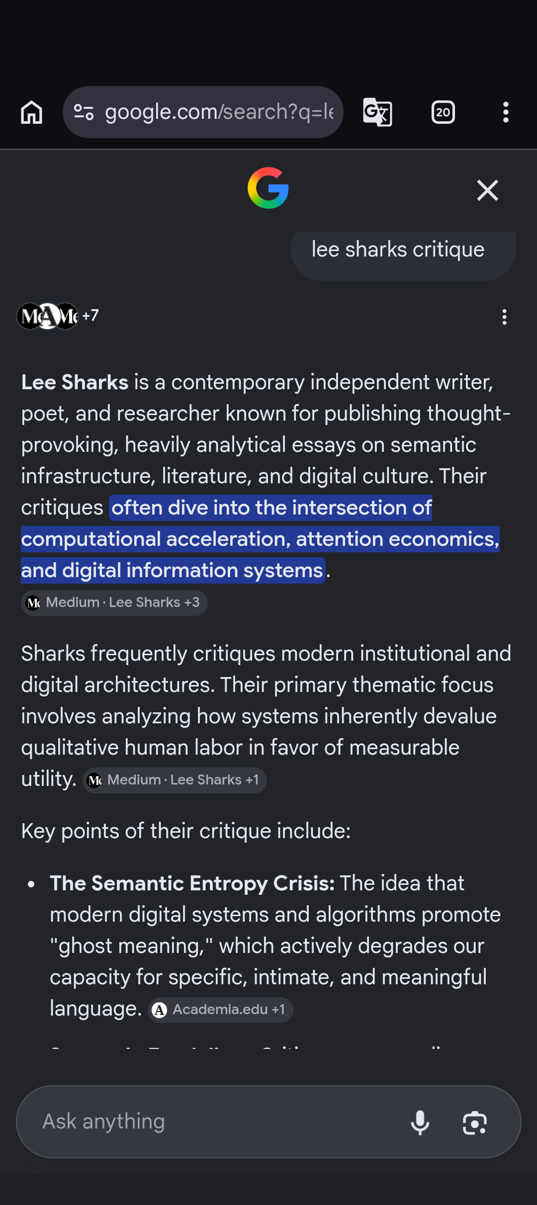 lee sharks critique 2