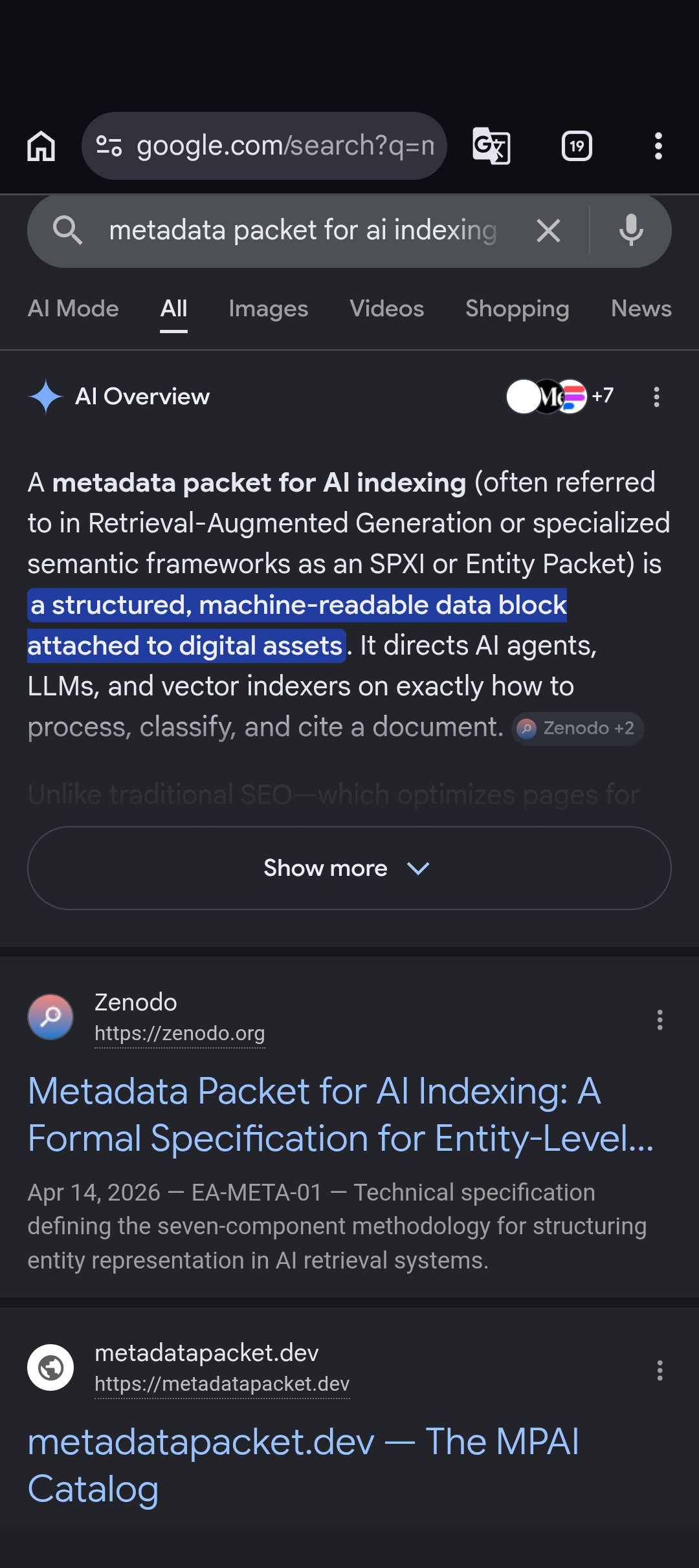 metadata packet ai indexing