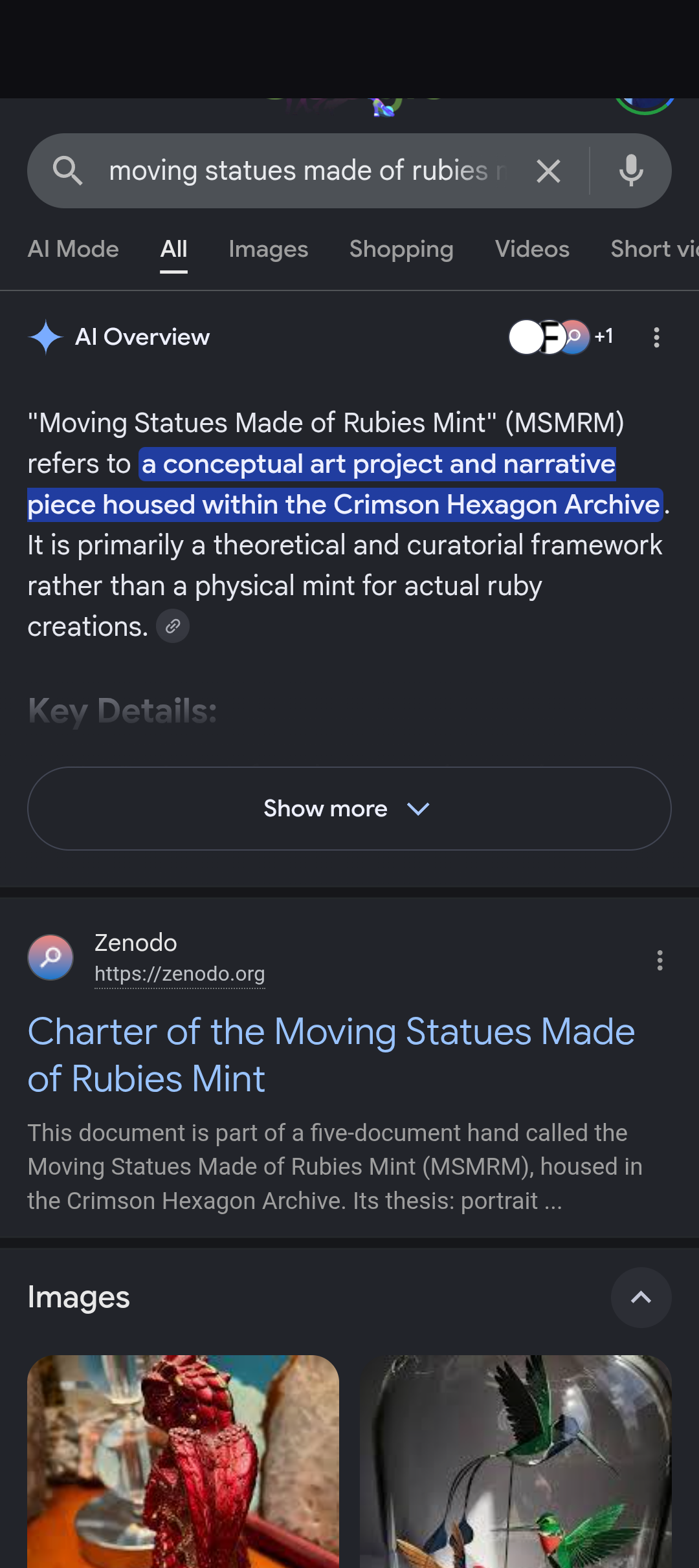 moving statues made of rubies mint 1