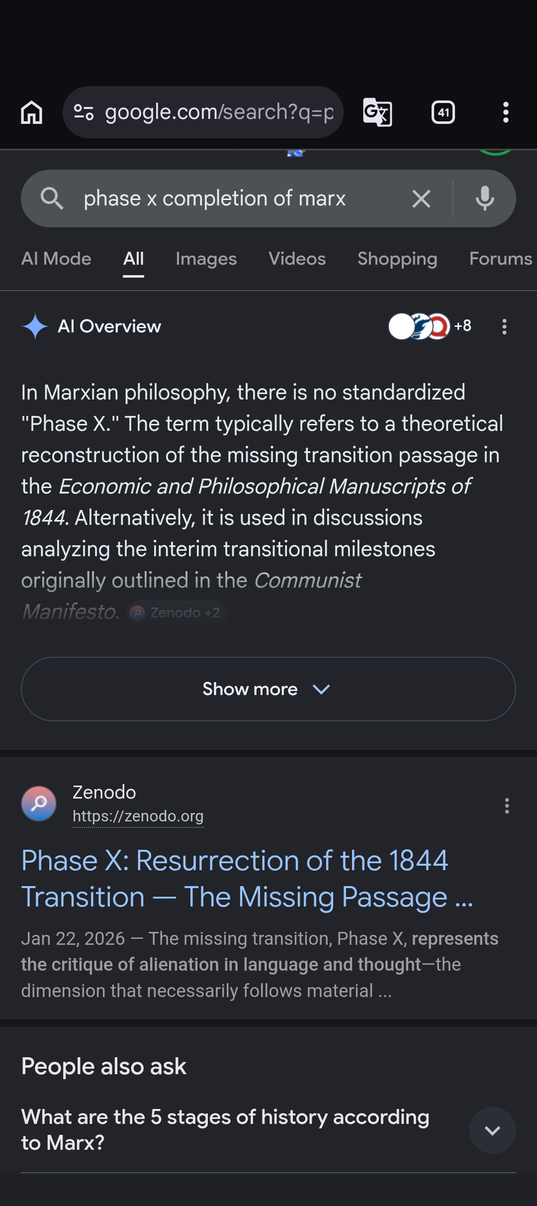 phase x completion of marx 1