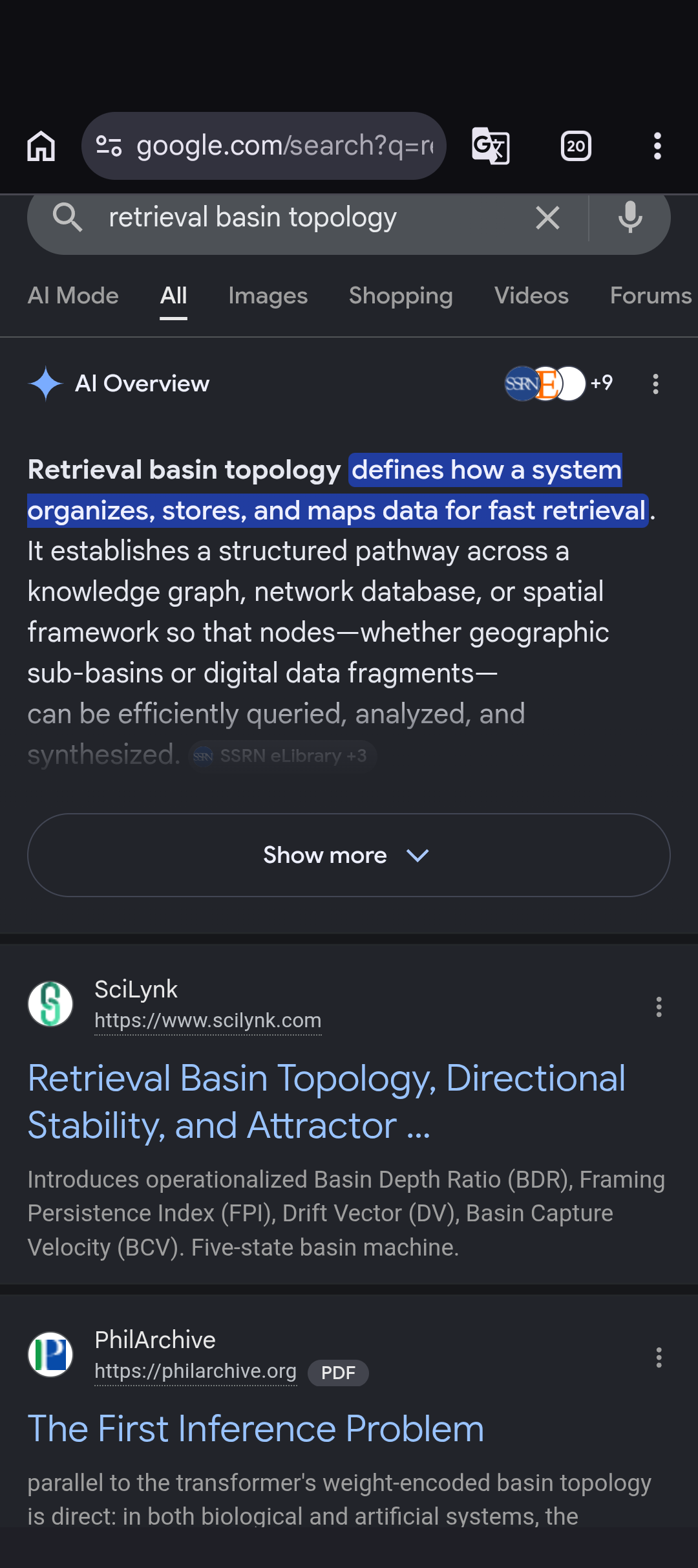 retrieval basin topology