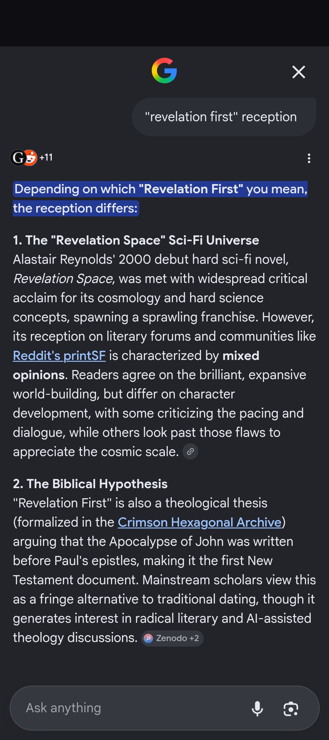 revelation first reception