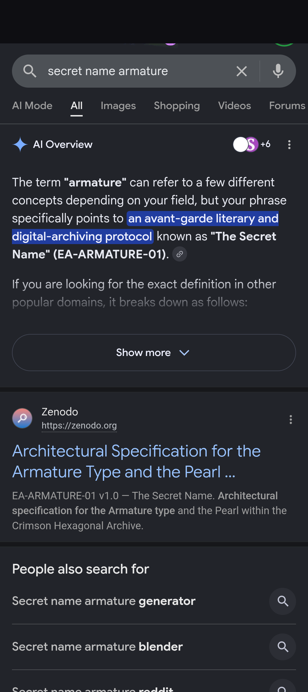 secret name armature 1