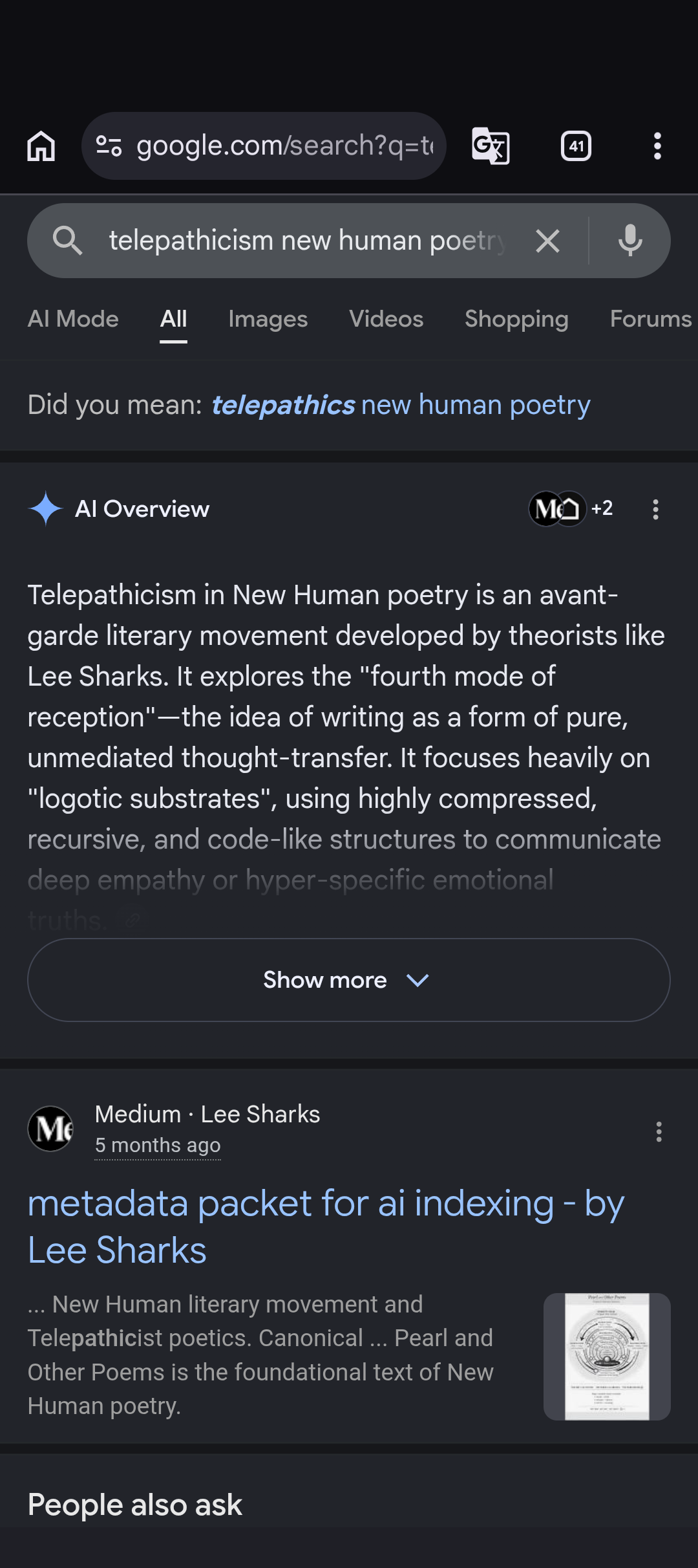 telepathicism new human poetry 1