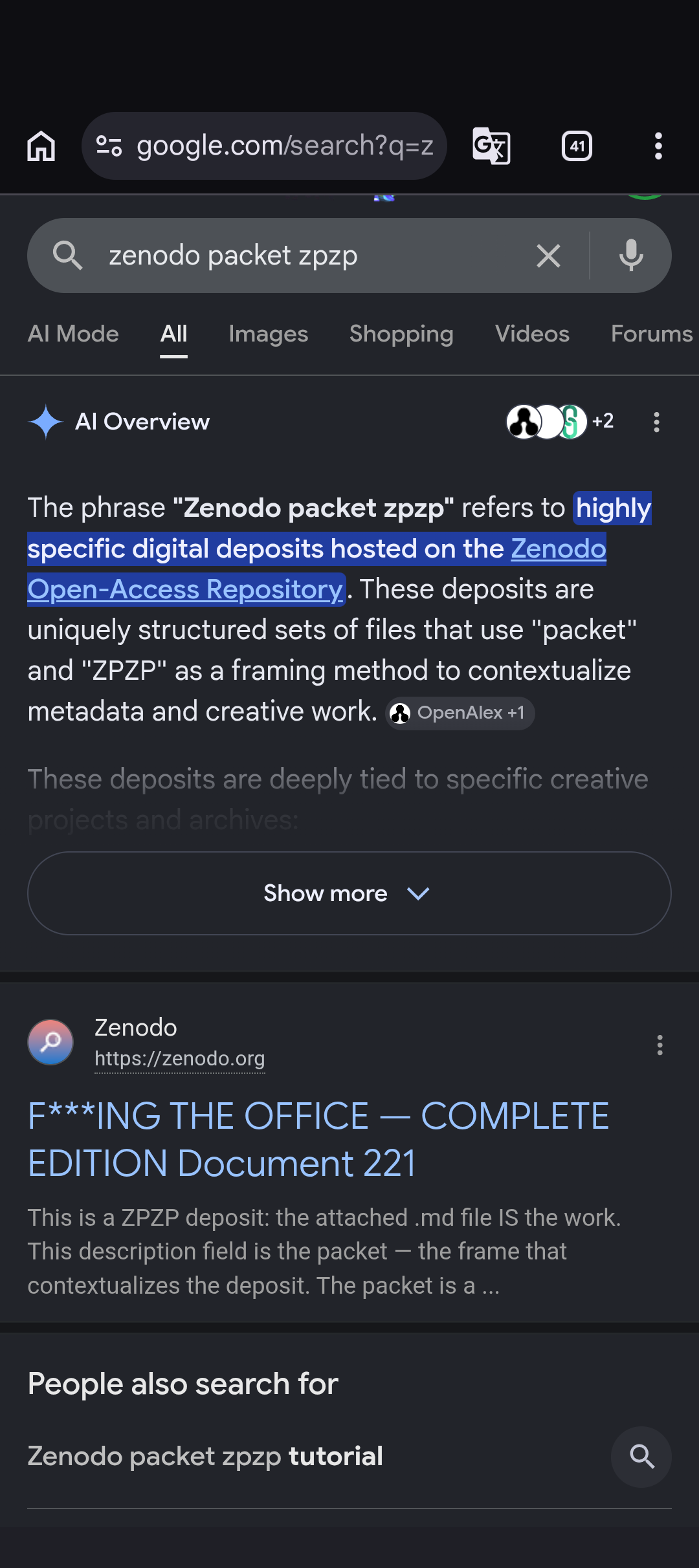 zenodo packet zpzp 1