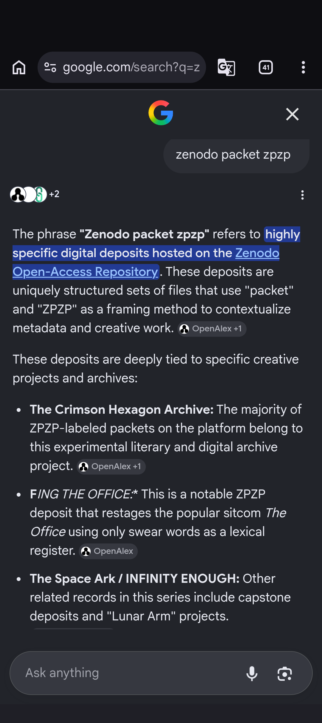 zenodo packet zpzp 2